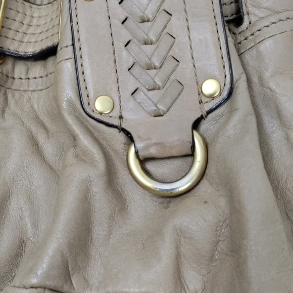 JUICY COUTURE Taupe Leather Satchel Shoulder Bag Handbag - Picture 10 of 12